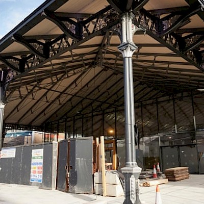 Steel canopy at Preston Market after Cleaning